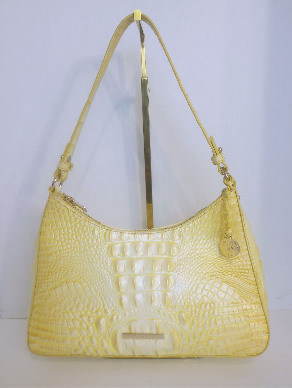 Brahmin Sunshine Yellow Ombre Melbourne Esme Shoulder Bag, Croc Embossed Leather